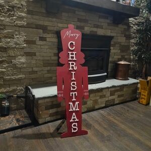 Red Merry Christmas Nutcracker Sign